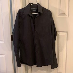 Men’s dress shirt, black with white pin stripes